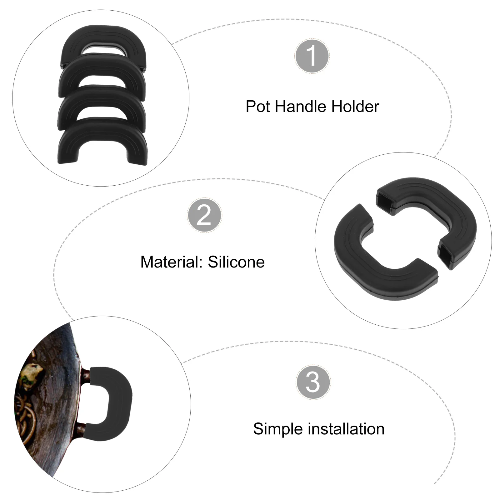 4 Pcs Arrow Labels Stickers Pot Handle Insulation Sleeve Strainer Filter Potholder Clear