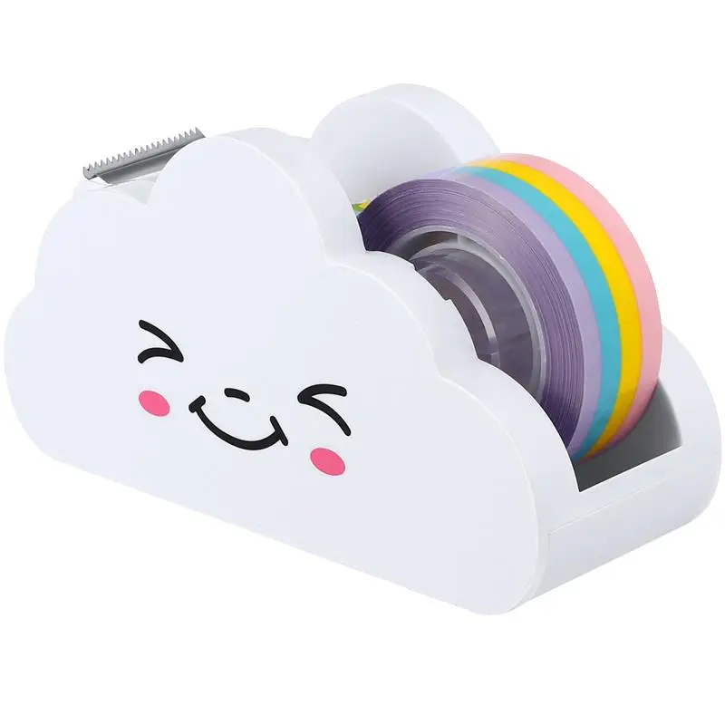 Tape Dispenser Washipaper Rainbow Roll Holder Cute Desktop Cloud Desk Office Cutting Masking Cartoon Adhesivemachine Supplies