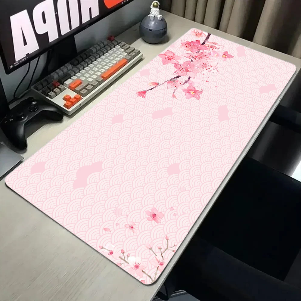 Purple Blossom Deskmat Cute, Mouse Pad Lilac Lavender Cherry Sakura Flowers, Japanese Desk Mat, Mousepad Kawaii Anime Aesthetics