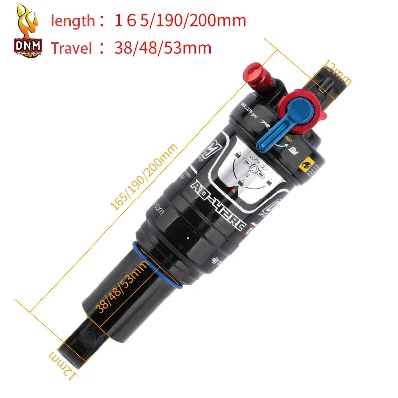 DNM AO42RC 165 190 200mm Air Pressure Adjustable Mtb Bike Accessories Air Shock Absorber