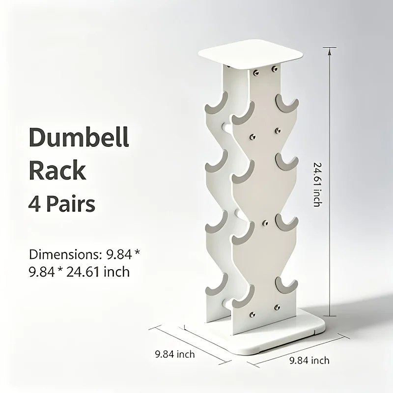 Home Gym 4-Tier Dumbbell Rack, Heavy Duty Free Weight Storage Stand, Space Saving Organizer with Anti-Slip Rubber Feet