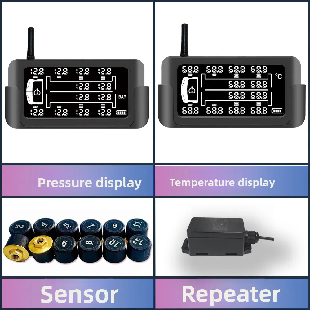 Tpms Sensor 12Rounds  External Tire Pressure Sensor Tyre Pressure Monitoring Tire Pressure test Digital Display 0-18bar 0-260psi