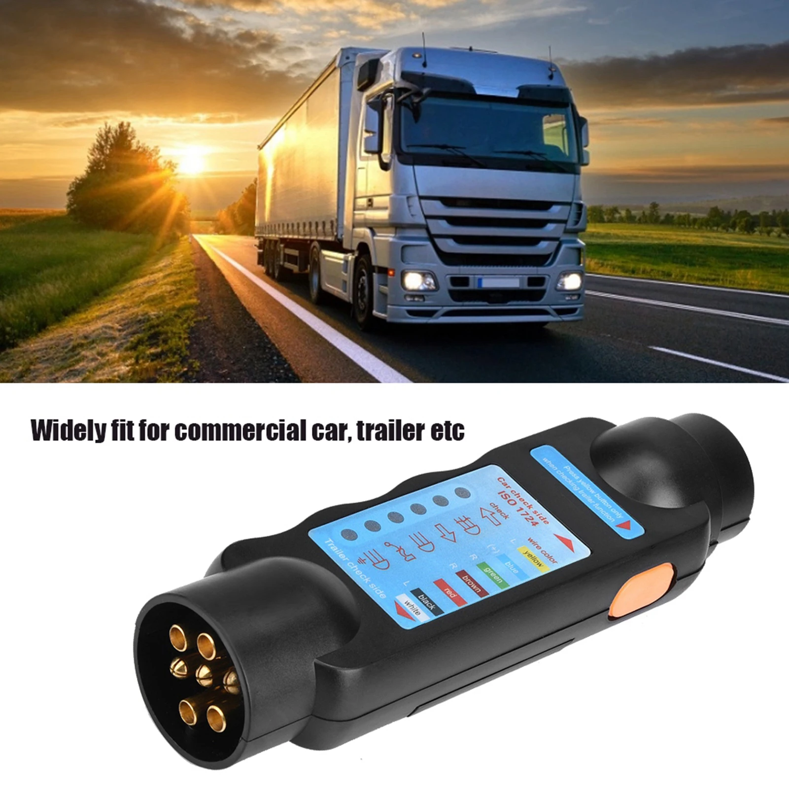 12V Trailer Socket Detector 7 Pin Towing Light Circuit Tester Synchronized Display Plug Connector For RV Plug And Play