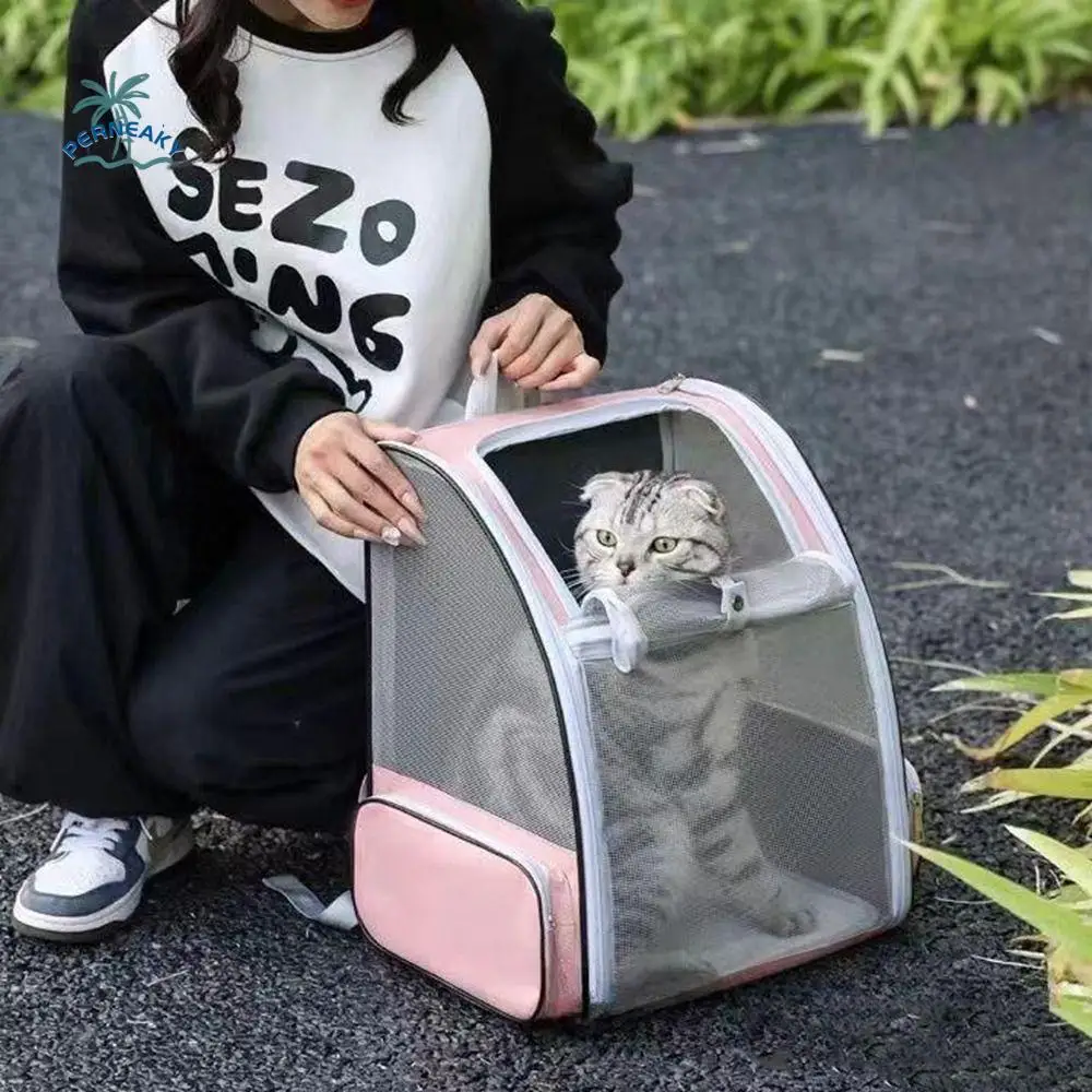 

Opening-Mesh Pet Cat Backpacks Front Window Comfortable Cat Carrier Shoulder Bag Detachable Large Capacity Cat Carrying Bag