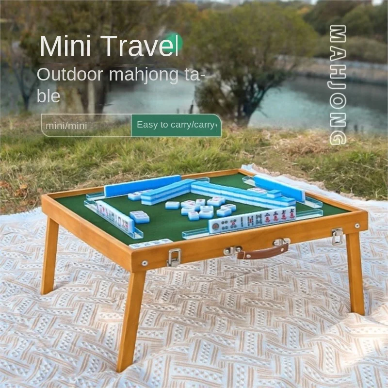 

Outdoor Portable Mahjong Travel Folding Mahjong Table Set Handheld Solid Wood Travel Dormitory Folding Small Mahjong New 2025