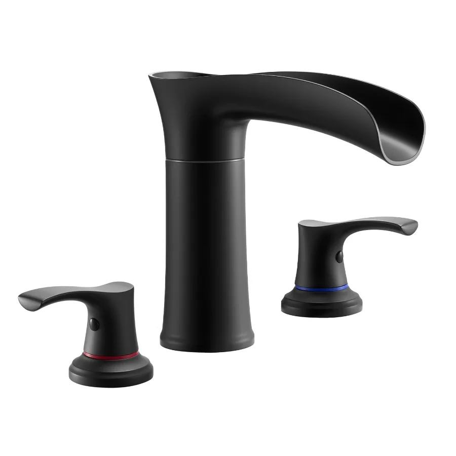 

Roman Tub Faucet 3-Hole Waterfall Bathtub Fixture Zinc Alloy Bath Faucet Set with Dual Handles Deck-Mounted Tub Faucet for Wash