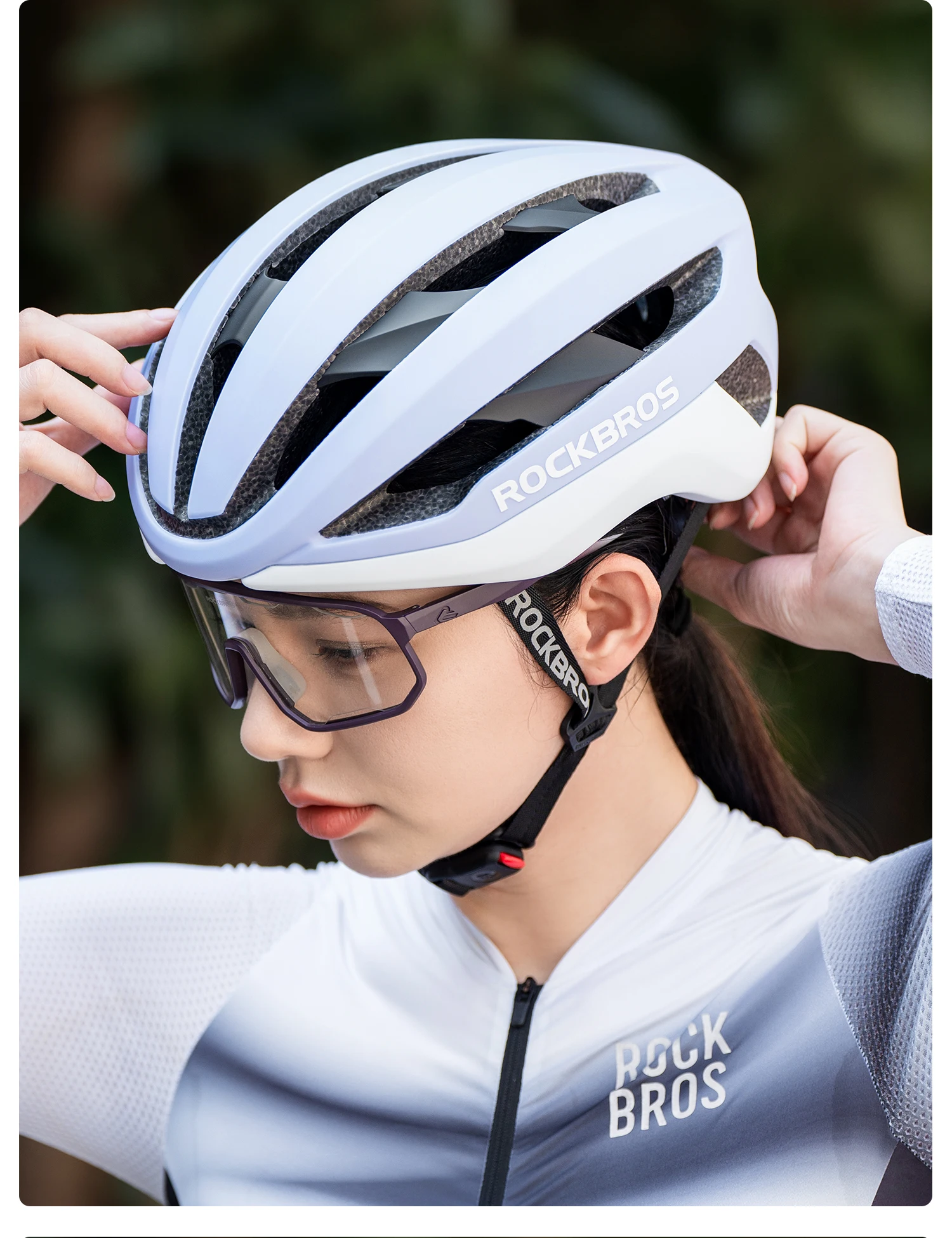 ROCKBROS Fahrradhelm ultraleicht atmungsaktiv hochfester Kopfschutz Sicherheitshelm Kopfbedeckung mit Schnellverschluss und magnetischer Schnalle – Detail 21