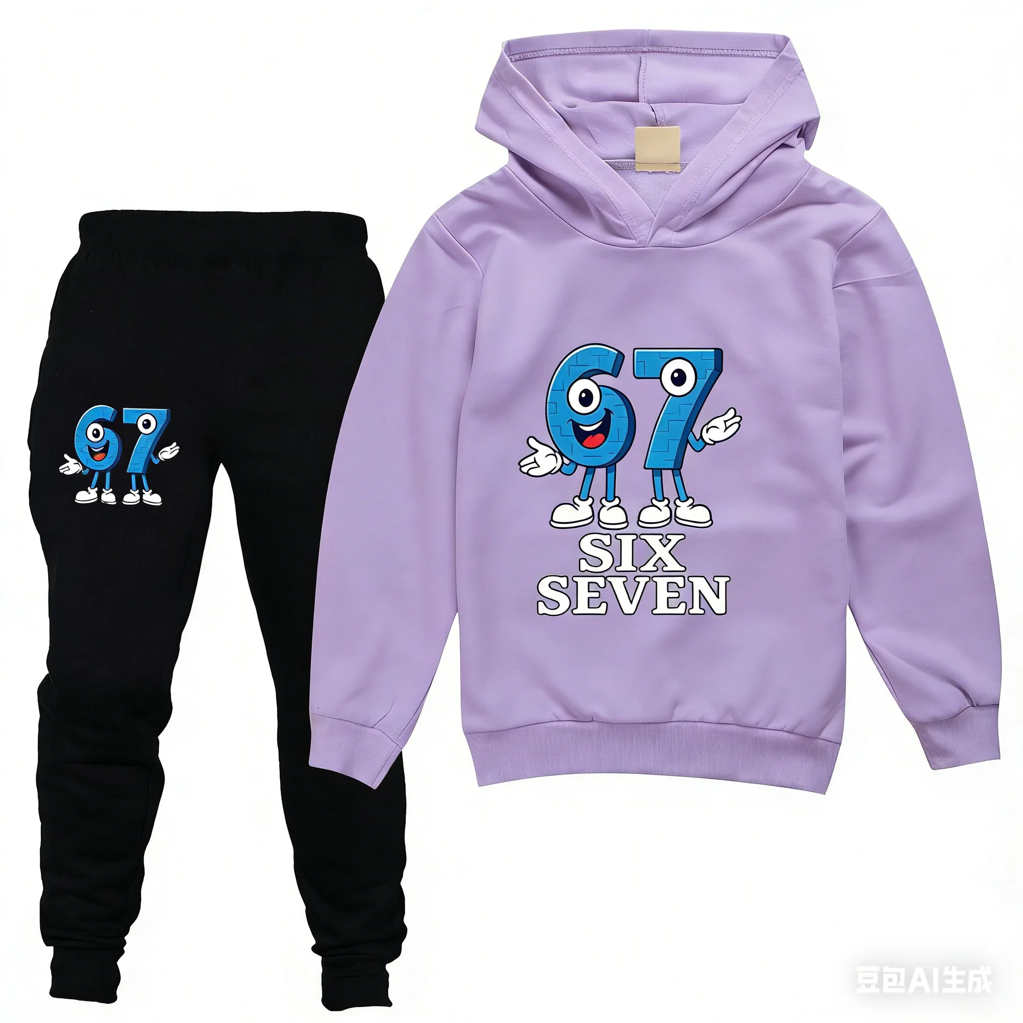 2-teiliges Steal A Brainrot Kinder-Trainingsanzug-Set Anime 67 Six Seven Hoodies Hosen Neuer Dünner Sweatshirt-Jogginganzug Kinderkleidung – Detail 2