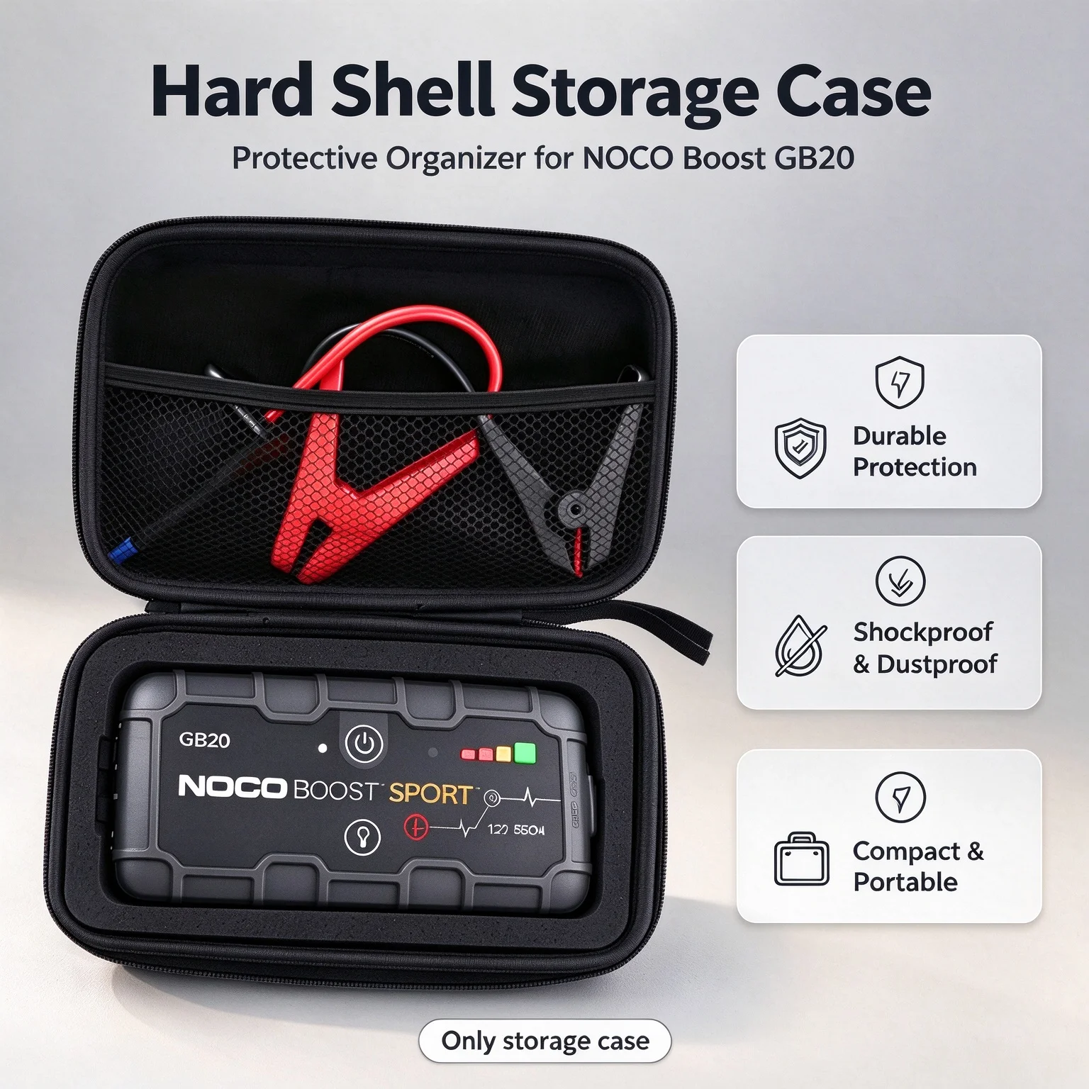 Jump Starter Case Hard Shell - Protective Hard Shell Travel Carry Storage