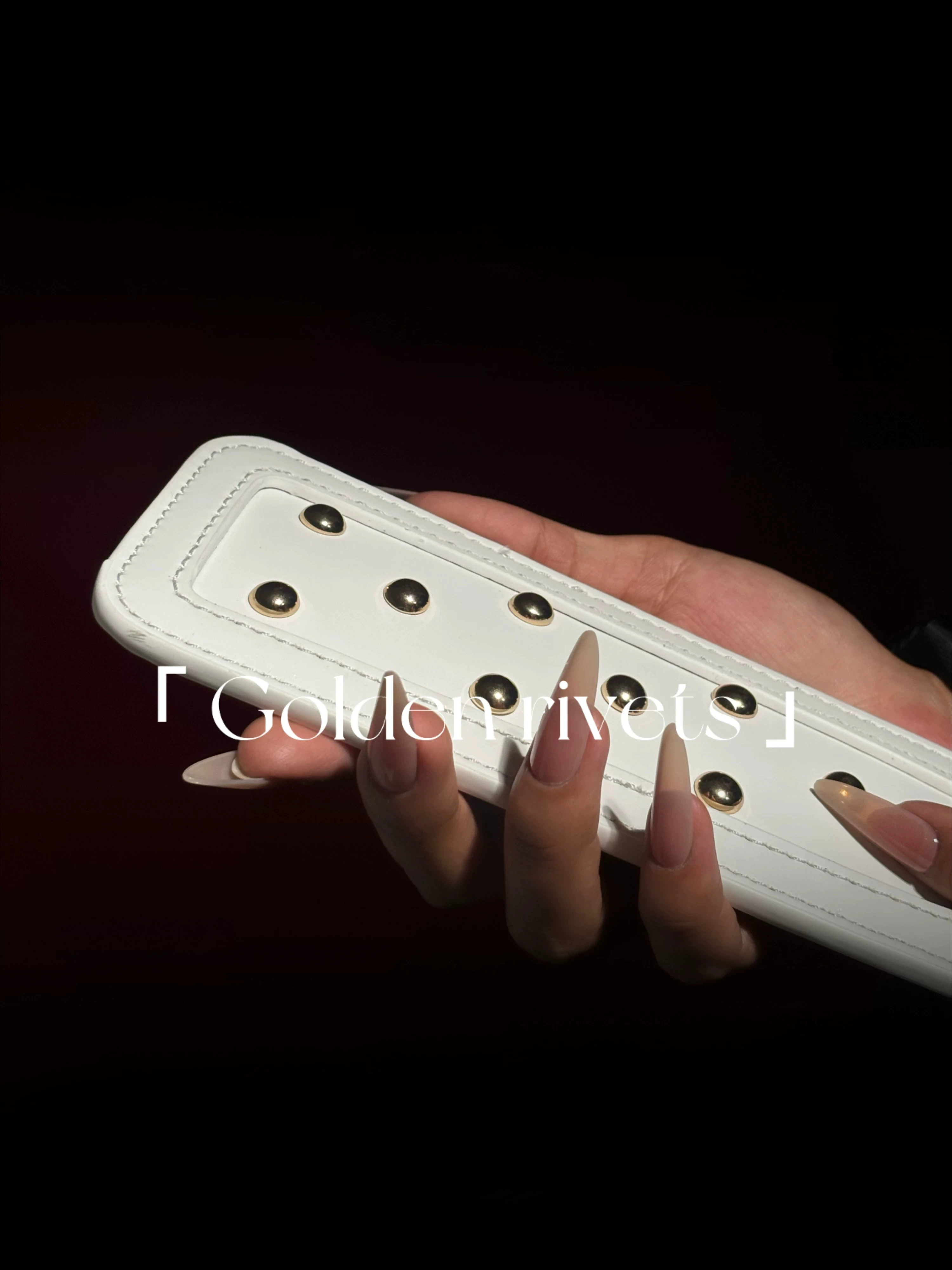 2PCSWhite Rivet PU Leather Paddle & Whip Cute Prop For Cosplay Masquerade Party Role Play Game
