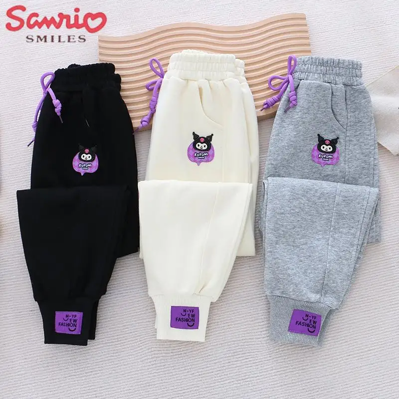 New Sanrio Sports Pants Children\'s Cartoon Kuromi Autumn Boys\' Fashion Students Casual Girls Cute High Waited Pants Outwear 2023