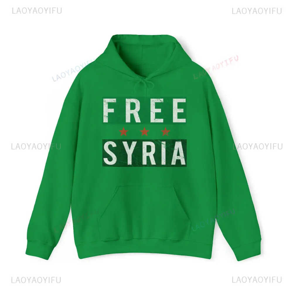 Syria Flag Arabic Graphic Hoodie Woman Man Autumn and Winter Warm Drop Shoulder Pullover Classic Outdoors Sweatshirt Hoody