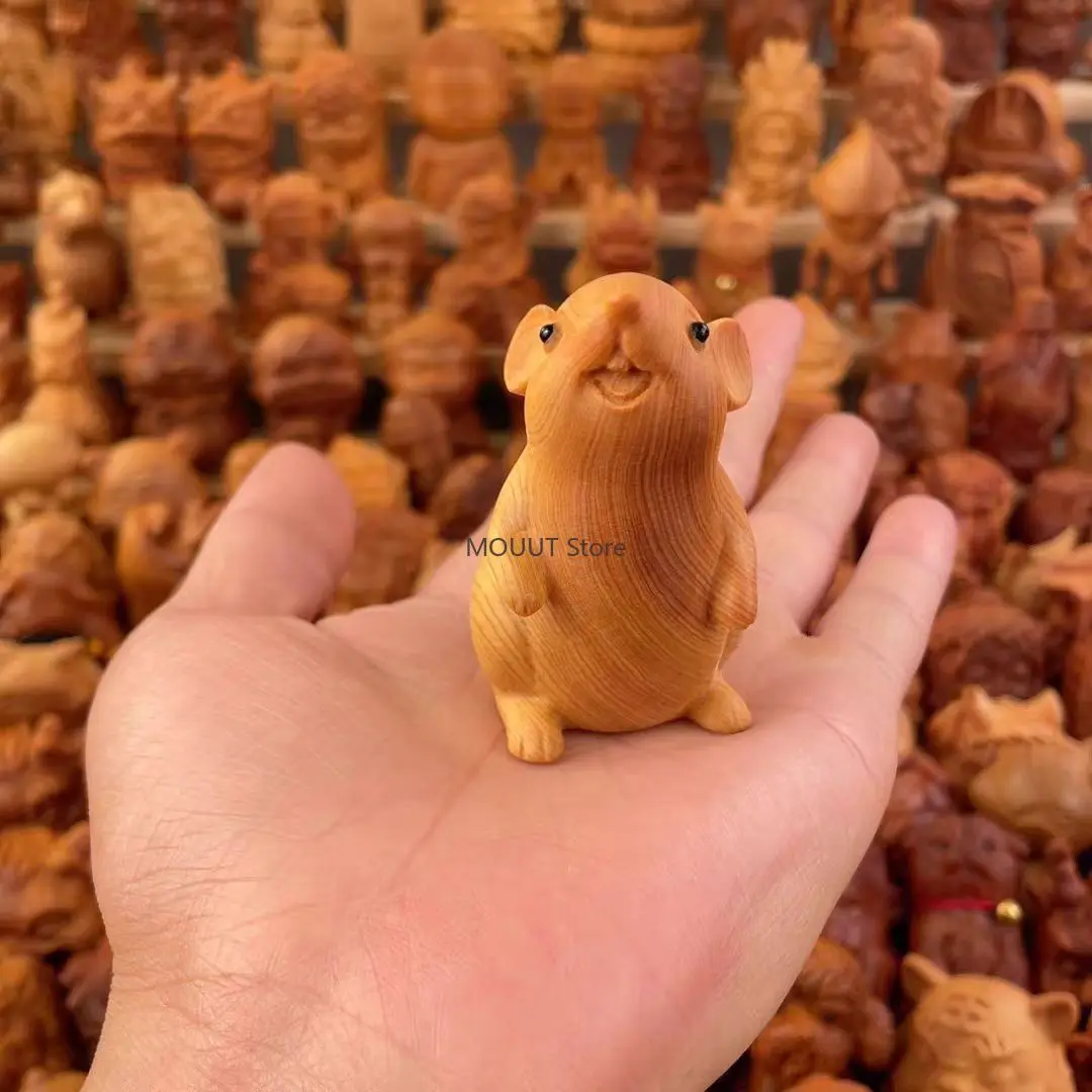 

Natural Thuja animal hamster small statue Cute home room car decoration ornaments Chinese-style zodiac sign gift