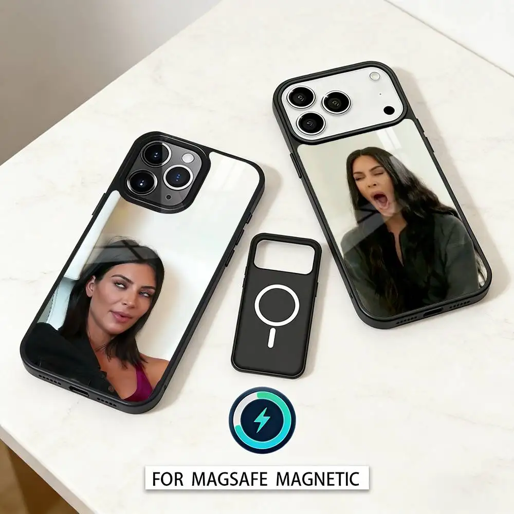 

K-Kim K-Kardashian Memes Phone Case Magnetic For iPhone17 16 15 14 13 12 Pro Max For Magsafe Wireless Charging Cover