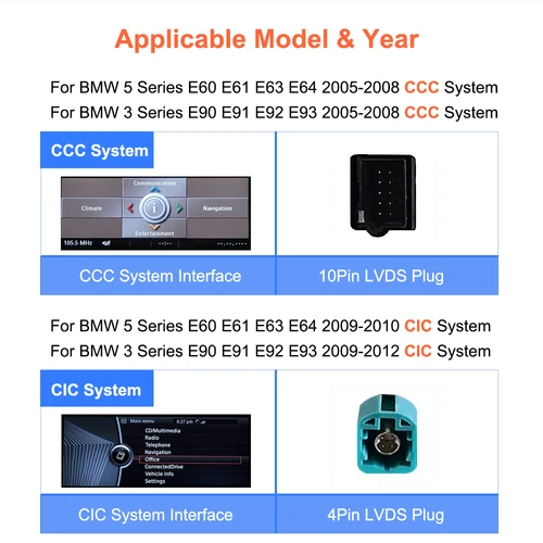 Imagen 2 del producto Bonroad 8,8 pulgadas inalámbrico Apple CarPlay Android Auto para BMW 3/5 Series E60 E61E62 E63 E90 E91E92 E93 CCC para Youtube