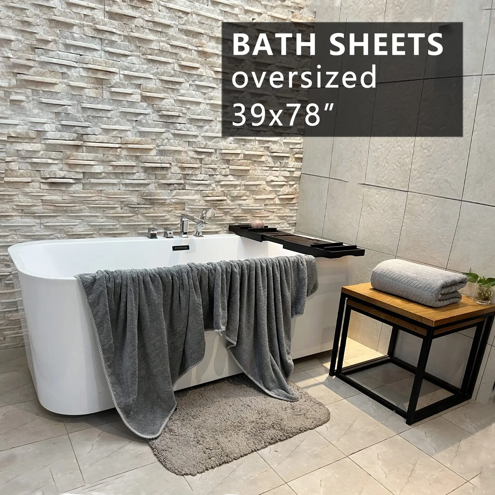 Bath Towels for Bathroom, Bath Sheets, Plush, Extra Large, Super Soft, Highly Absorbent Microfiber, 27x55 Inch