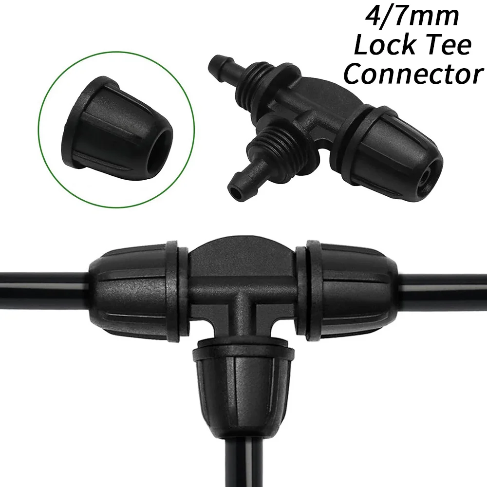 30 Conectores en T de 4/7 mm para Manguera de Jardín, Conectores de 3 Vías de 1/4\", Accesorios para Riego por Goteo de Plantas de Invernadero, Adaptador para Tubo de Riego