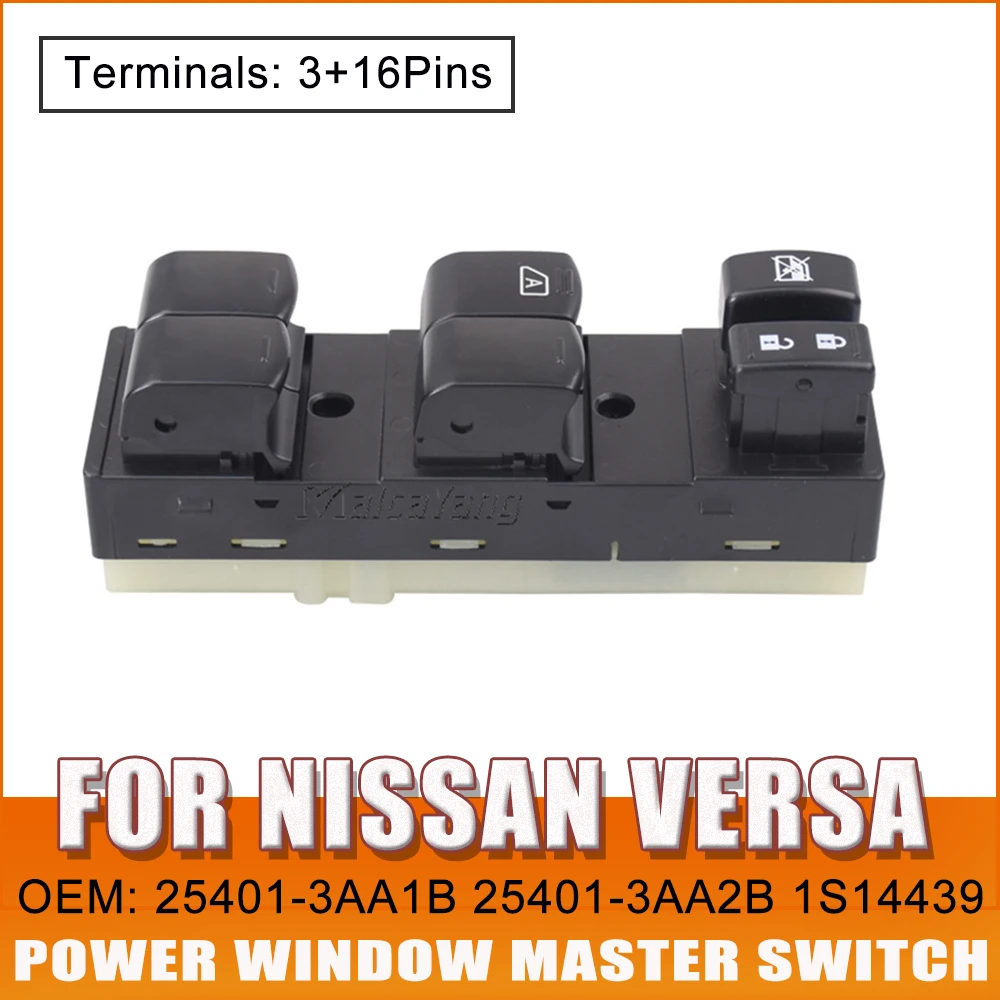 

For Nissan Versa 2012 - 2019 Front Left Electric Power Master Window Switch Control Regulator Button 25401-3AA1B Car Parts
