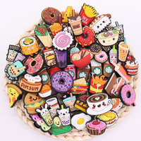 1Pcs Yummy Food Coffee Pizza Dim Sum Donut Kids Shoes Buckle Charms Sushi Decorations DIY Birthday Present