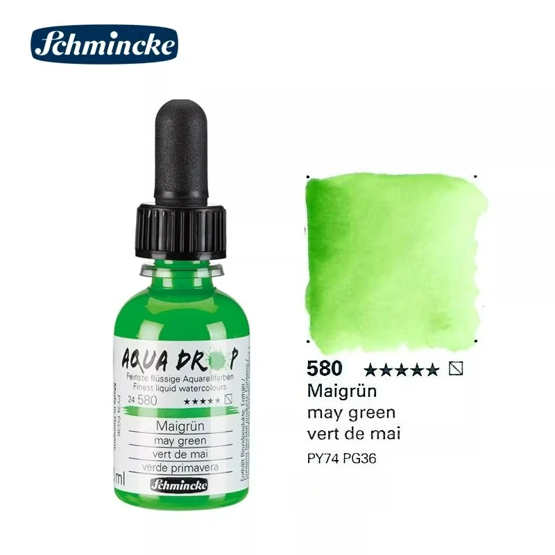 Duitsland Schmincke-AQUA DROP, vloeibare aquarelverf op pigmentbasis, 30 ml pipetfles, voor aquarelverf, stedelijke schetsen, lichtbestendig
