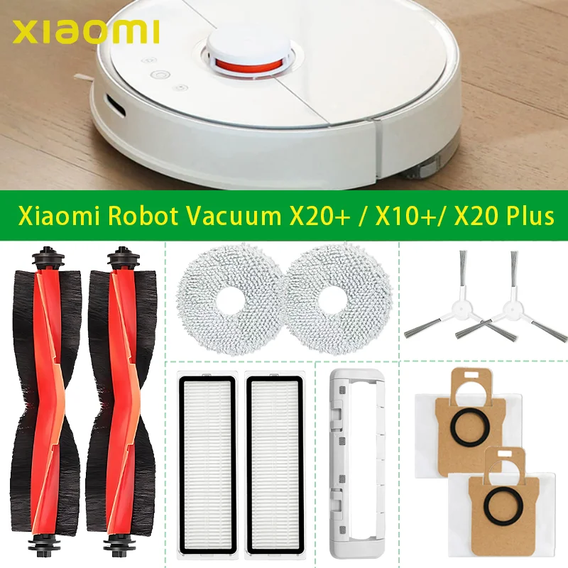 Accessories For Xiaomi Robot Vacuum X20+ / X10+/ X20 Plus/X10 Plus/ Parts Main Side Brush Lip Hepa Filter Mop Cloth Dust Bag