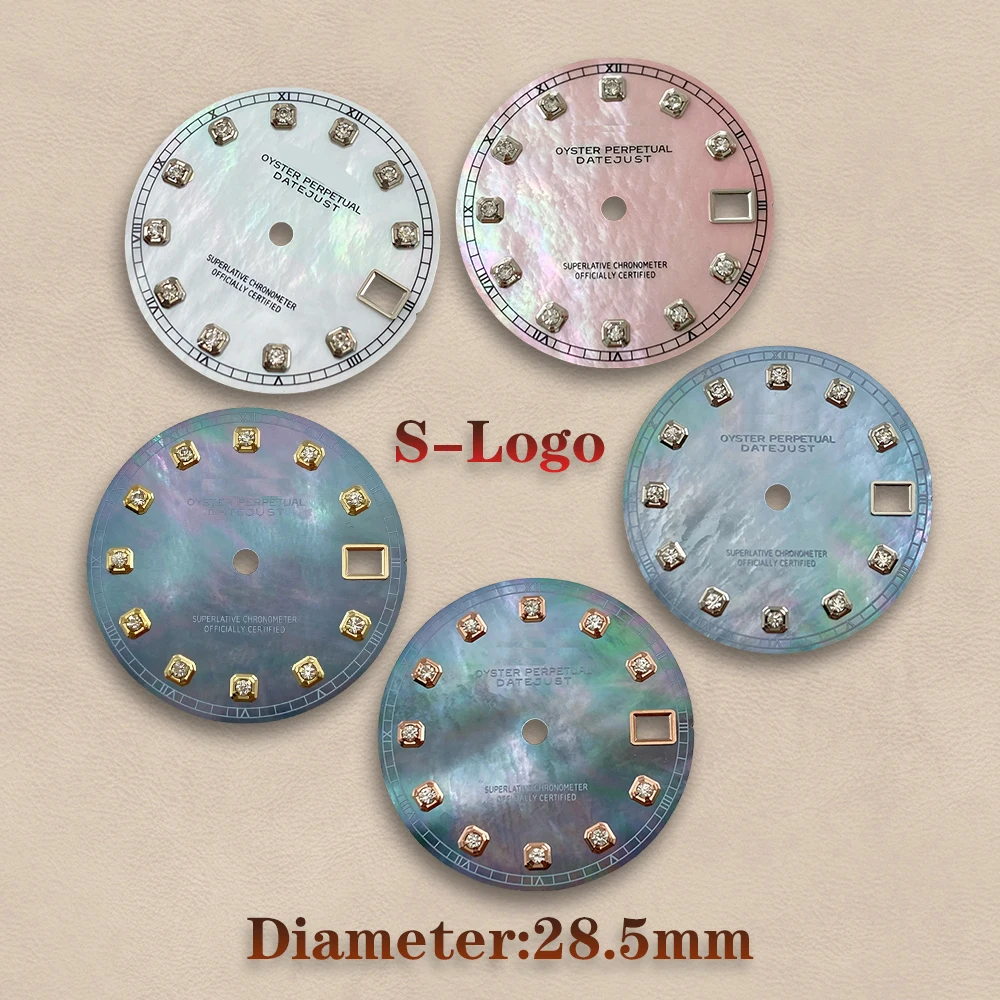 S Logo NH35 Dial 28.5mm Shell diamond Watch Dial High Quality suitable for NH35/NH36 Movements Watch Accessories Repair tool