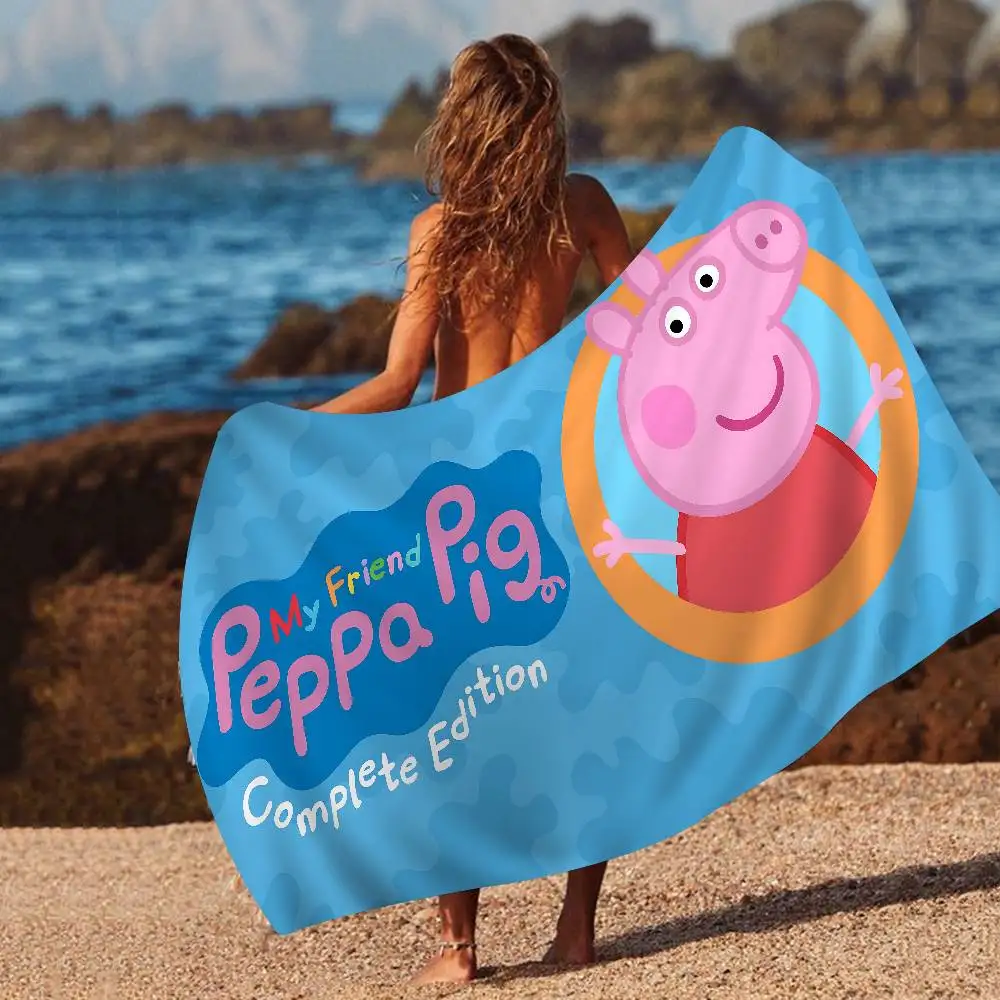 Cartoon Animation P-Peppas Pig Microfiber Blanket Quick Drying Beach Towels Printing Super Absorbent Pool Towel Blanket
