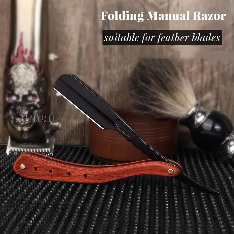 Men Shaving Razor Suitable For Feather Blades Folding Manual Shaving Knife Barber Tools Facial Beard Repairing Knife