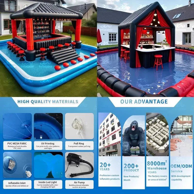 2026 360 Inflatable Customized Family Backyard Pool Bar with Tent Factory Advertising Inflatables