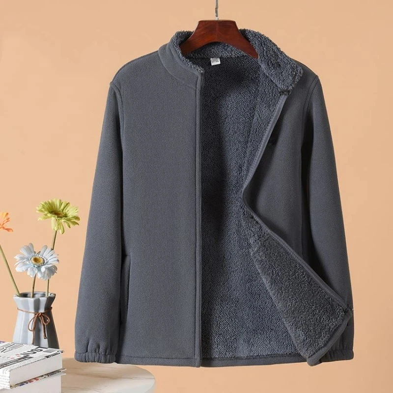 

Осень-зима, новое пальто, мужской флисовый кардиган, толстовка с воротником-стойкой, повседневная куртка, бархатный топ