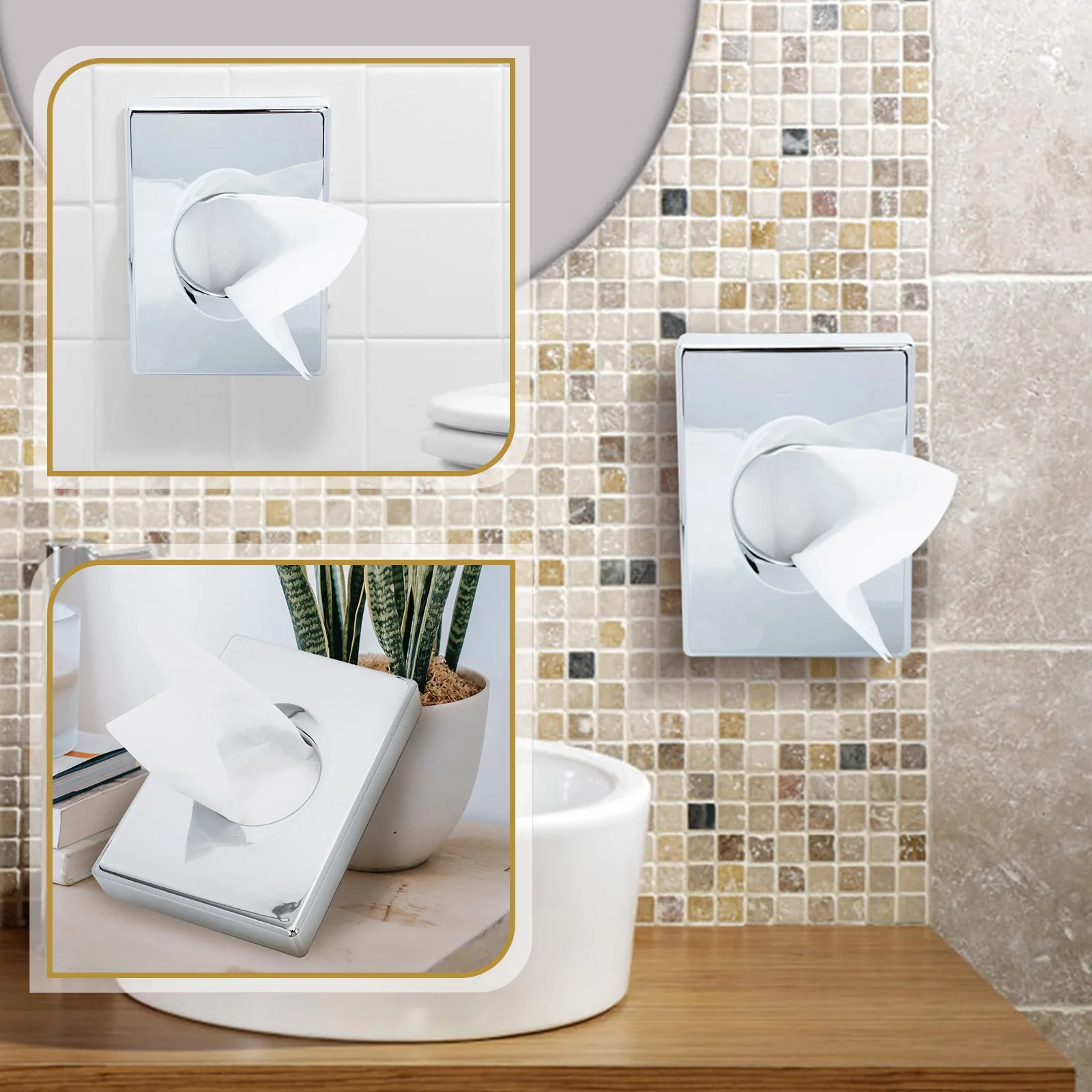 

1 set 1 Set Of Holder Plastic Waterproof Tissue Dispenser Multi-Use Storage Box Wall Desktop Use Napkin Holder