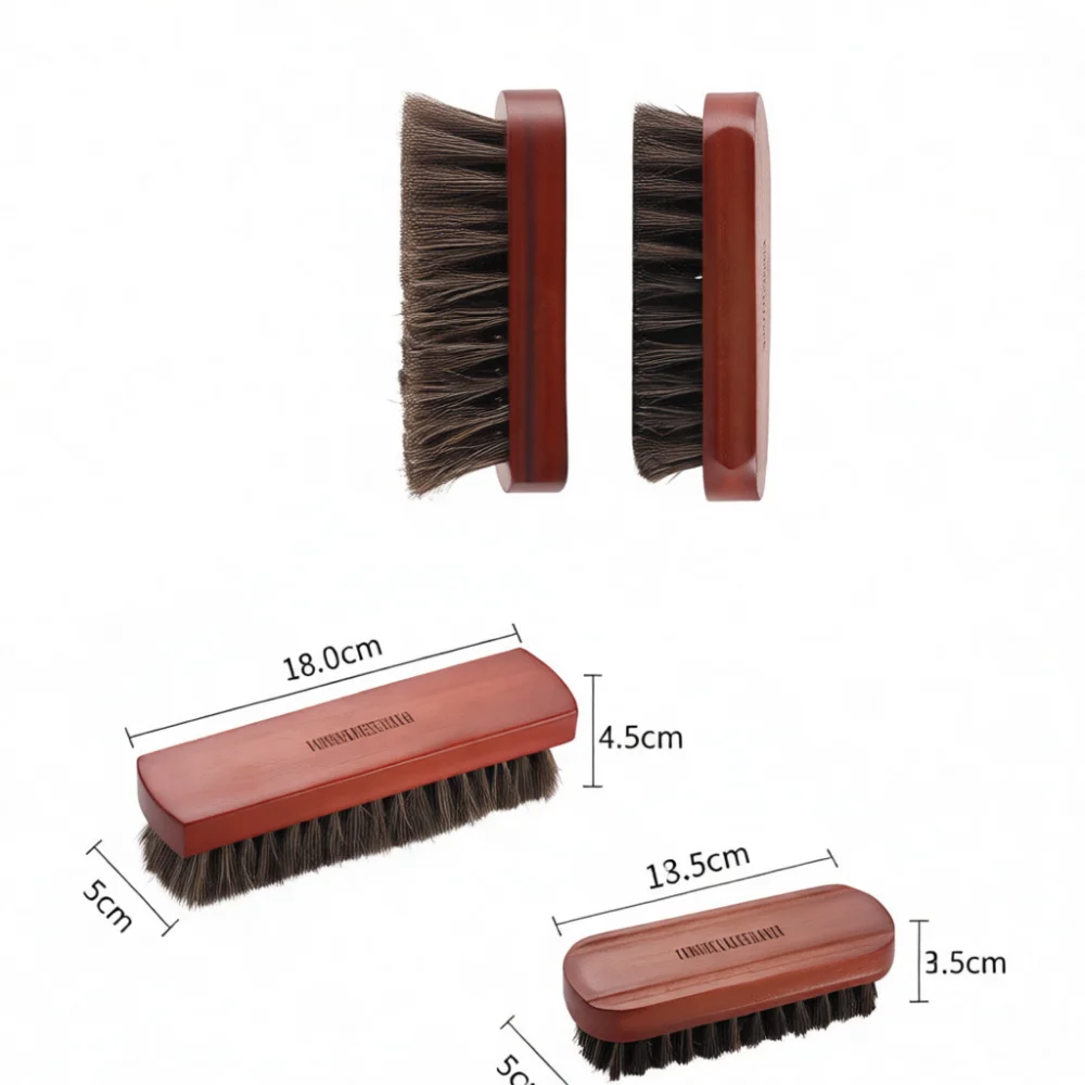 Natural Horse Hair Shoe Brush Deep Cleaning Tool For Leather Suede Nubuck Polish Buffing Soft Bristle Maintenance