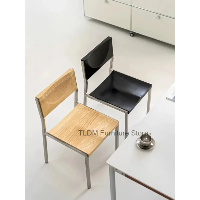 Modern Minimalist Dining Chair with Metal Frame,Sleek Stackable Side Chair, Industrial-Style Seat for Kitchen, Cafe & Restaurant