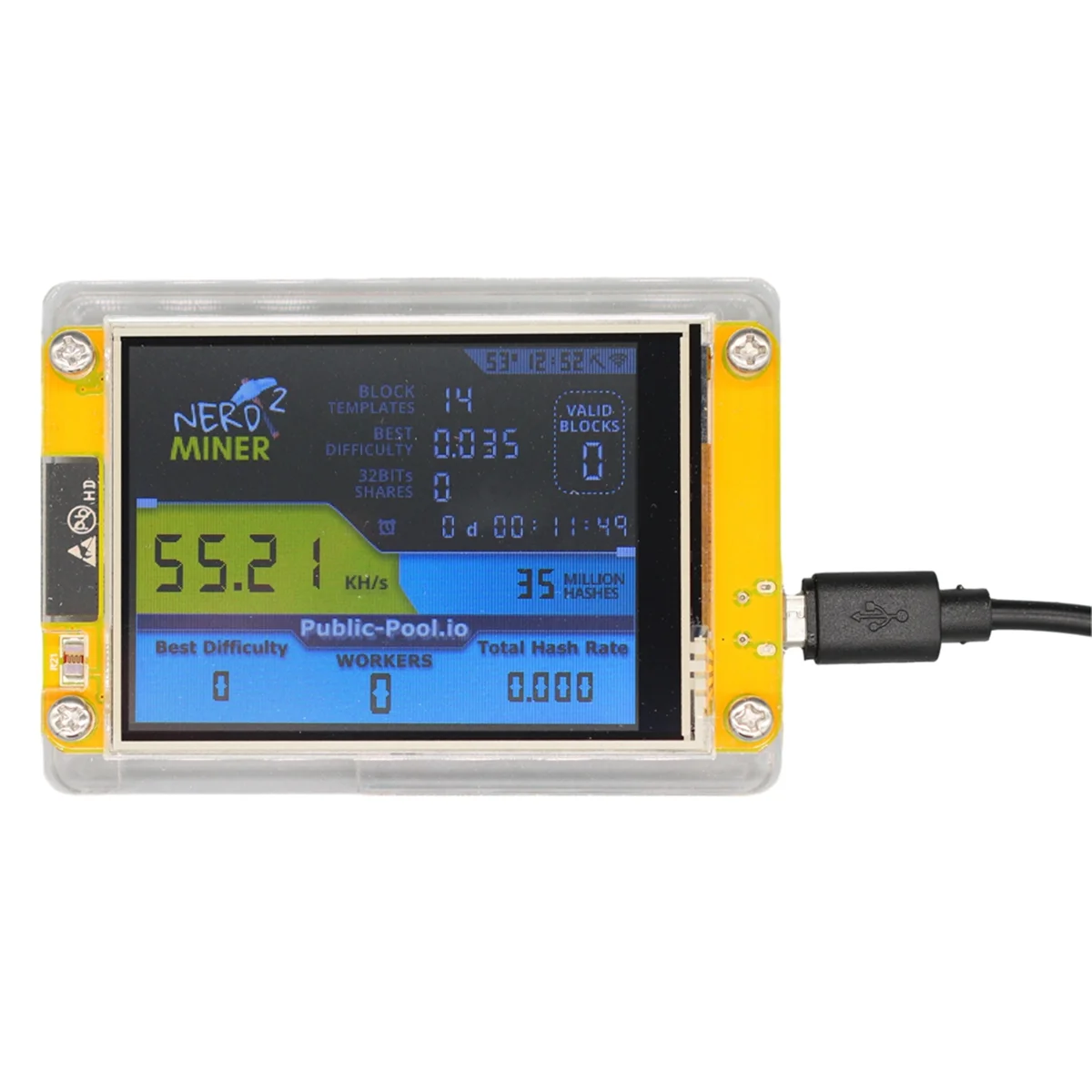Hot Koop Bitcoin Nerd Miner V2 55-56KH/S 2.8 Inch Display BTC Nerdminer Smart LCD Display Crypto Solo loterij Mijnwerker