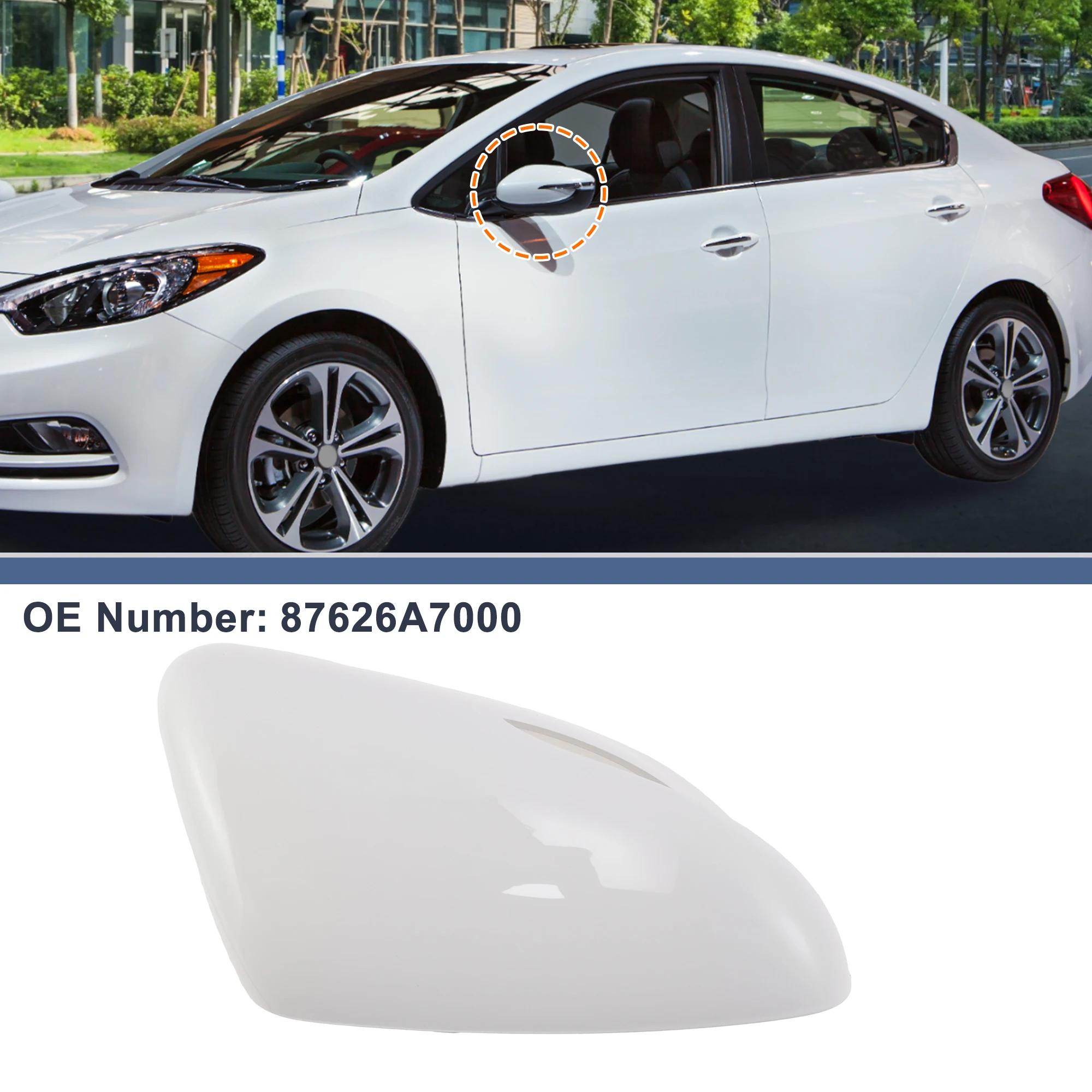 UXCELL Rearview Mirror Cover Cap Right Passenger Side White for Kia Forte K3 2013-2018