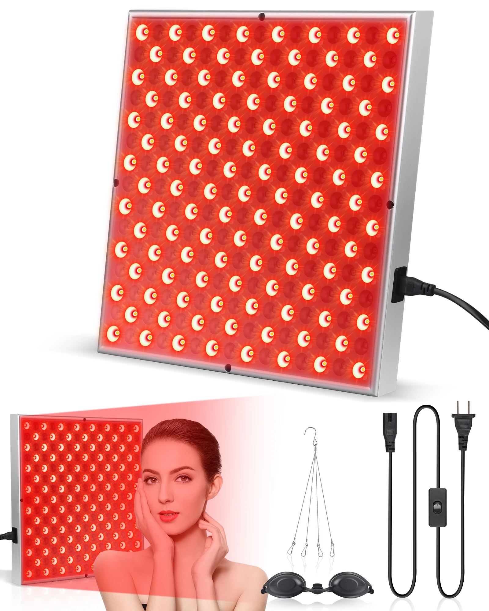 LED Red Light Therapy Panel Lamp for Facial Anti Aging Skin Care Beauty 225 LED Light Body Pain Relief Physical Therapy Tools