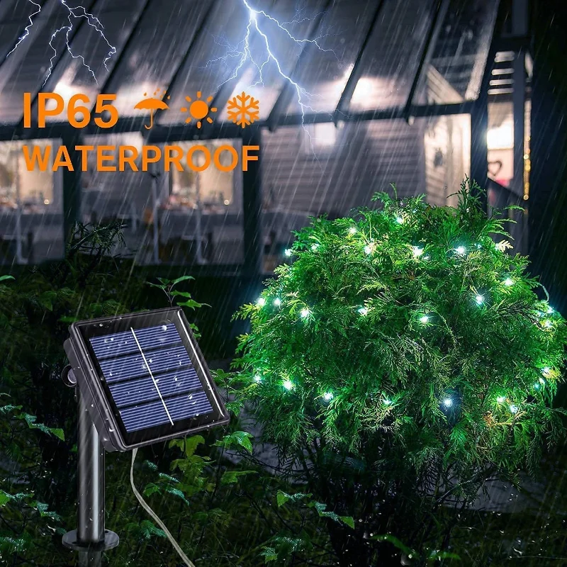 5M/10M20M30/40M Outdoor Solar LED Copper Wire Fairy Light for Garden Festive Wreath Christmas Decoration