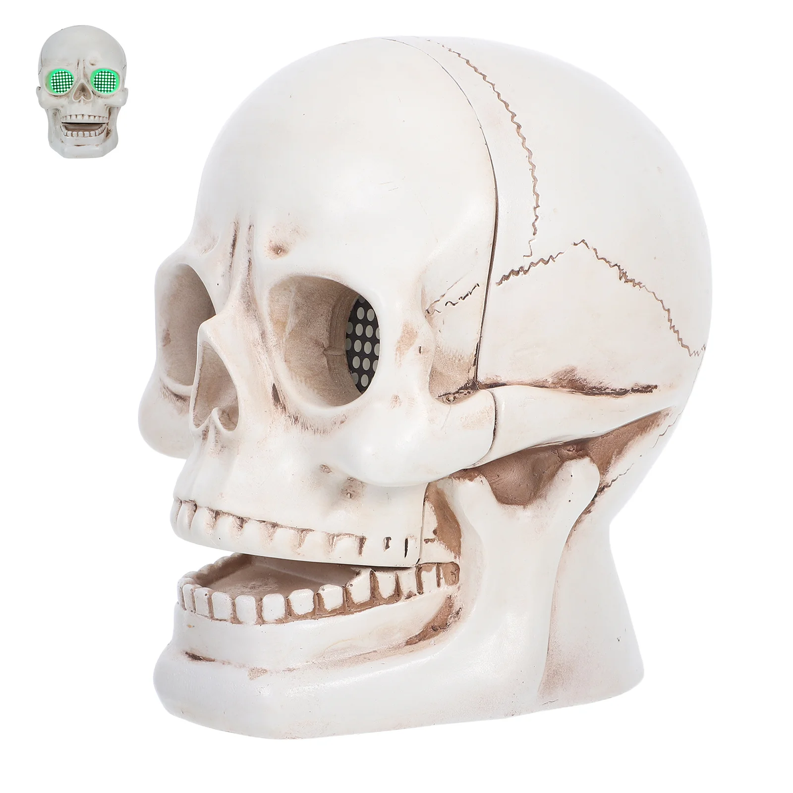 

Skull Head LED Light Up Glowing Eyes Resin Halloween Skull Sculpture Night Light Horror Party Decoration Haunted Garden