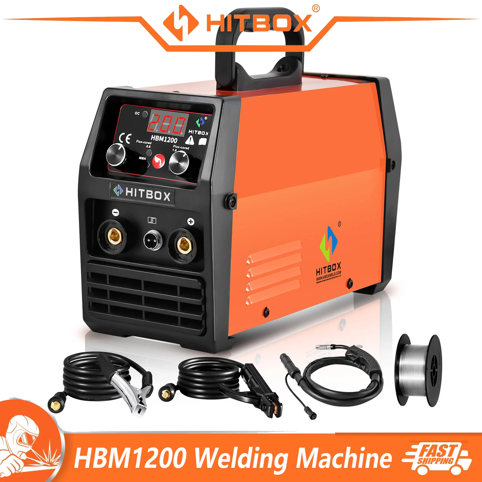 

HITBOX Mig Welding Machine Synergy HBM1200 Semi-Automatic 3 in 1 Inverter Tig Argon Arc MIG Gas-Less Soldering Welder 110V 220V