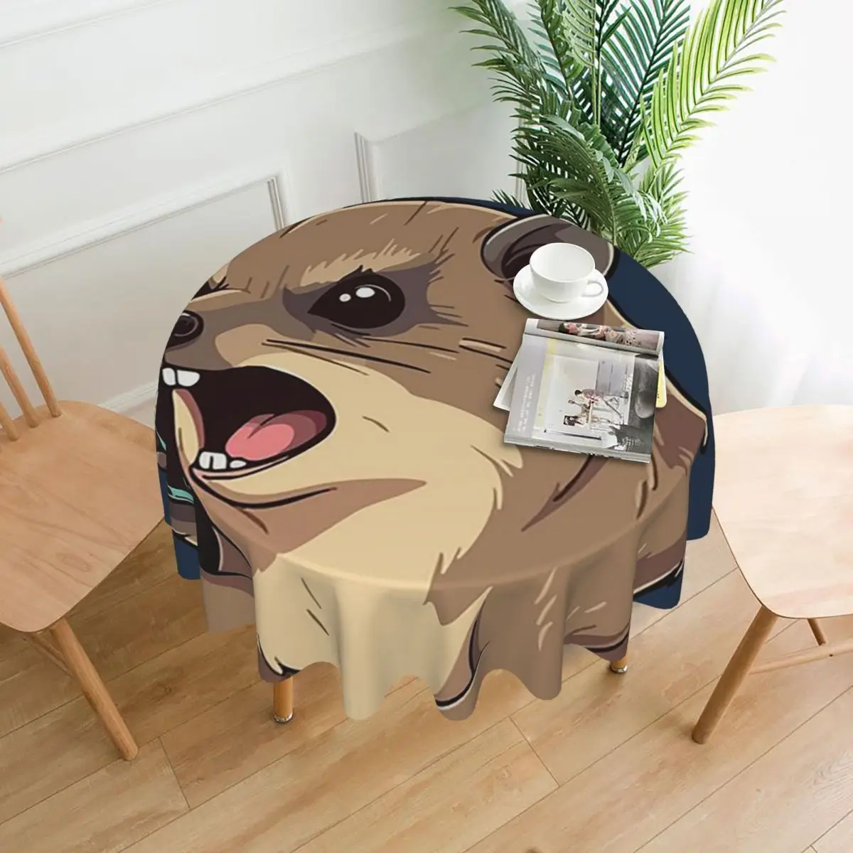 

Rock Hyrax Awawa на телефоне Groundhog Dassi Водонепроницаемая круглая скатерть маслостойкая скатерть для кухонных мероприятий Крышка обеденного стола