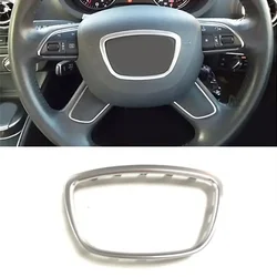 Chrome Car Steering Wheel Frame Trim Cover For Audi Q5 Q7 A3 S3 8P A4 B6 B7 B8 A5 B8 A6 C7 Center Logo Protection Cover Sticker