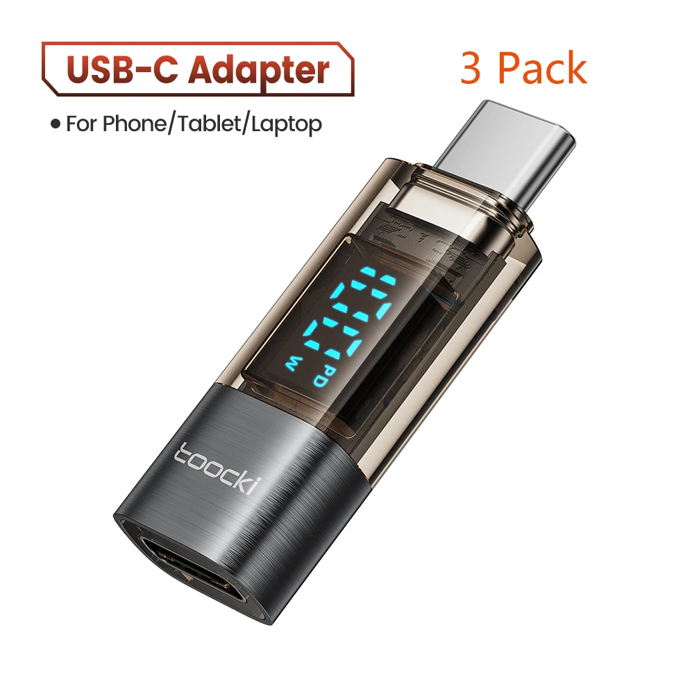 Toocki 100w usb c adapter typ c zu typ c digital anzeige adapter otg anschluss für iphone 15 samsung s23 usb c otg stecker 3