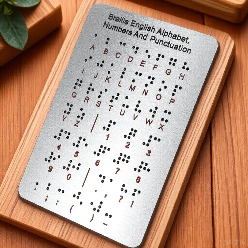 Tableau d'alphabet braille en acier inoxydable avec points en relief, outil d'apprentissage tactile pour débutants aveugles, éducation au braille spéciale