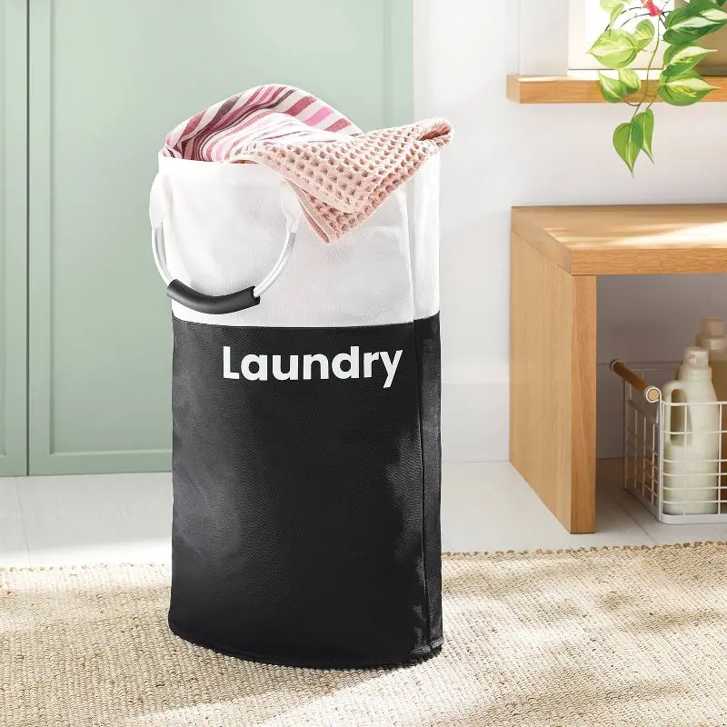 

Black Laundry Hamper Collapsible Clothes Basket with Handles Foldable Storage Bin for Bedroom Bathroom Dorm Organization