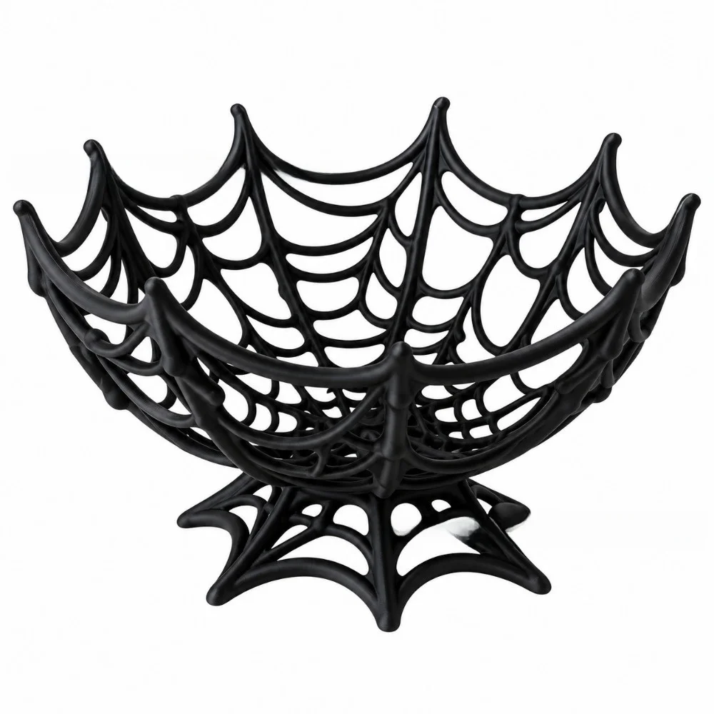 Hollow Out Halloween Spider Web Basket Creative Trick or Treat Decoration Candy Basket Desk Ornaments Reusable Biscuit Basket