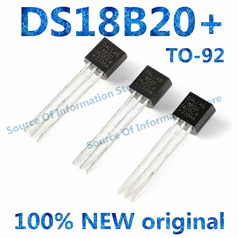 

5PCS DS18B20+ TO-92 Programmable Digital Thermostat Temperature Sensor