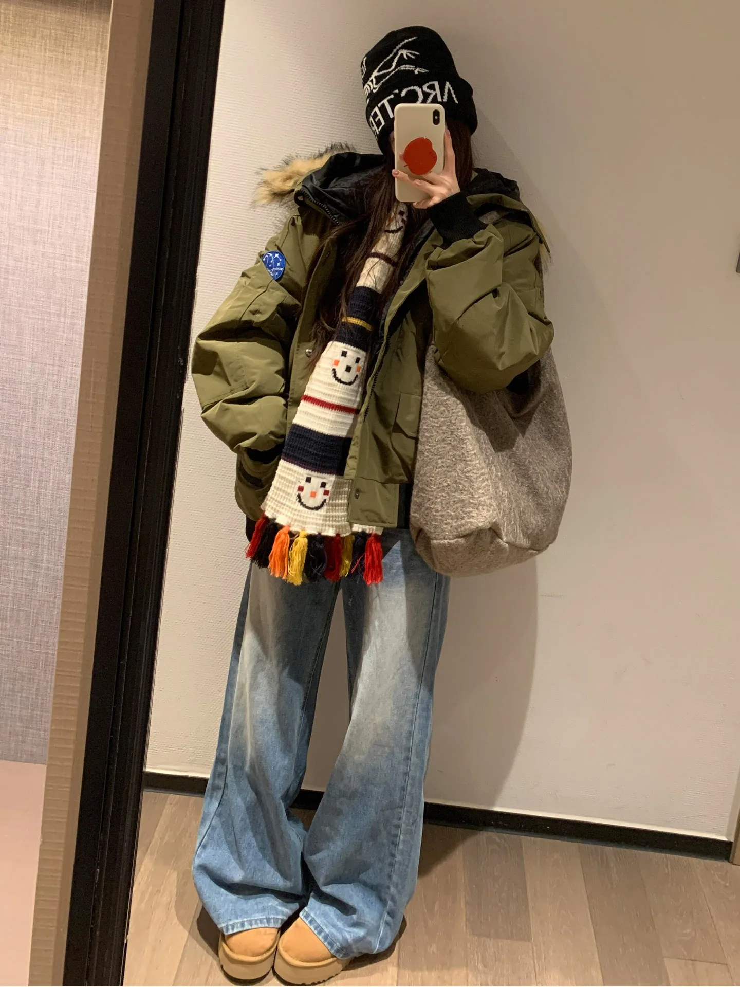 

Parkas Kawaii Womens Fall Boutique Stitched Fabric Outdoor Patch Covering Regular Curved Wide-Waisted Simple Warmth-Padded Trend