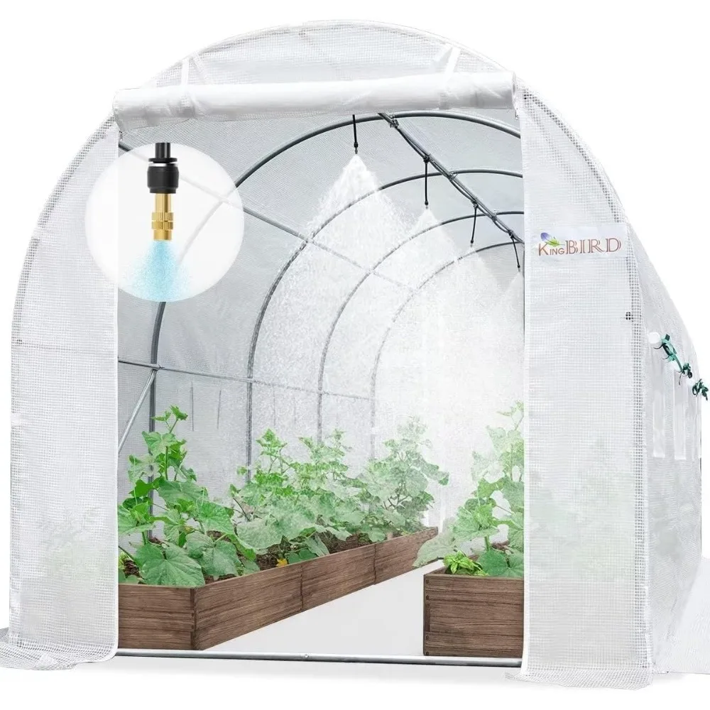 

Large Heavy-Duty Outdoor Greenhouse, Premium 15x6.6x6.6FT, Galvanized Steel Frame, Mesh Door and Screen Window