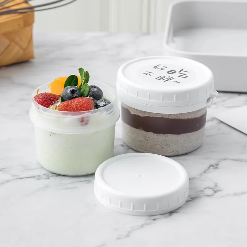 Taza de yogur gruesa griega para masticar en seco, elaborada en frío, empaquetada con caja de embalaje con tapa de leche de doble piel para plataformas de comercio electrónico