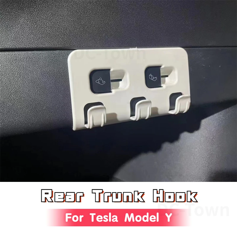 For Tesla Model Y Rear Trunk Hook Max 15kg Load Bearing Luggage Bag Umbrella Hanger ABS Tote Trunk Hooks Interior Accessories